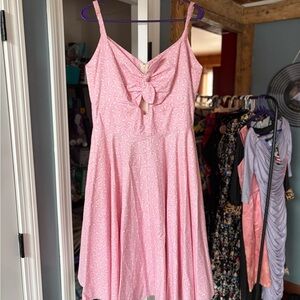 Mice Pink Bow-Front Summer Dress